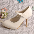 Off White Bridal Shoes Lace Heels Closed Toe